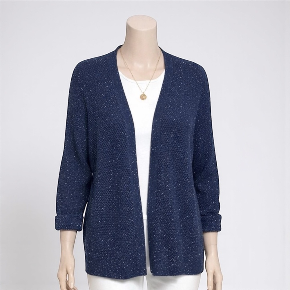 Universal Thread Blue Waffle Knit Open Front Cardigan
